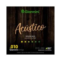 Encordoamento Para Violão Aço .010 Giannini GESWAM Acústico Bronze 65/35