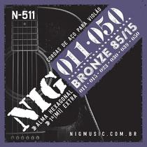 Encordoamento para violão aço 011 bronze 85/15 nig n-511 Encordoamento para violão aço 011 bronze 85/15 nig n-511