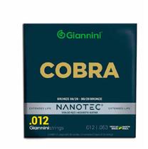 Encordoamento para violão aço 6 cordas Giannini Nanotec cobra bronze 80/20 CA82L PN (.012 - .053)