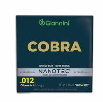Encordoamento para violão aço 6 cordas Giannini Nanotec cobra bronze 85/15 GEEFLKS PN (.012 - .054)