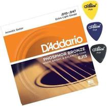 Encordoamento Para Violão Aço D'addario Ej15 + 3 Palhetas