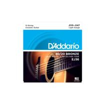 Encordoamento para violão d'addario ej36 010 12 cordas