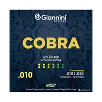 Encordoamento Para Violão de Aço de 12 Cordas Giannini Cobra - Calibre .010 - .050 em Bronze 85/15 (GEEF12M) Encordoamento Para Violão de Aço de 12 Cordas Giannini Cobra - Calibre .010 - .050 em Bronze 85/15 (GEEF12M)