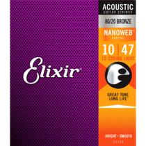 Encordoamento para Violão Elixir Nanoweb Phosphor Bronze Light .010-.047 - 12 Cordas - 11152