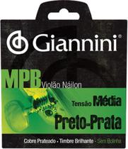 Encordoamento para violão nylon preto-prata tensão média sem bolinha genwbs - GIANNINI