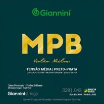 Encordoamento Para Violão Nylon Série MPB Giannini GENWBS Preto/Prata Encordoamento Para Violão Nylon Série MPB Giannini GENWBS Preto/Prata