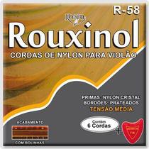 Encordoamento Para Violão Rouxinol R58 Nylon Cris/Prateada Tensão Média c/Bolinha