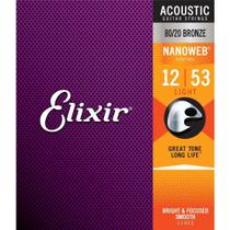 Encordoamento Profissional Elixir .012 Light Bronze 80/20 Nanoweb para Violão Aço 11052