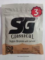 Encordoamento SG 028 Violão nylon bronze tensão média com bolinha kit 3 pç