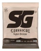 Encordoamento SG Strings Médio Nylon Para Violão Bronze 65/35