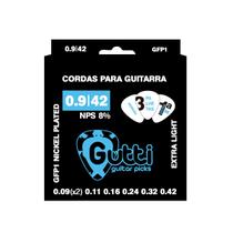 Encordoamento Strings Gutti By Groove 0.009 NPS 8% + 3 Palhetas E 1ª MI Extra