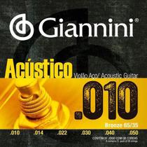 Encordoamento Violão Aço 010 Giannini Acústico 65/35 Geswam