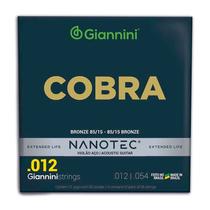 Encordoamento Violão Aço 012 Giannini Cobra Bronze 85/15 NANOTEC GEEFLKSPN