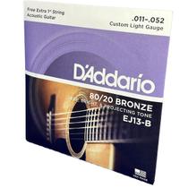 Encordoamento Violão Aço 11-52 D'Addario Bronze 80/20 EJ13-B + 1 corda