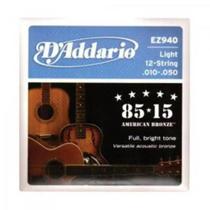 Encordoamento Violão Aço 12 Cordas .010-.050 85/15 Bronze Ez940 d Addario Encordoamento Violão Aço 12 Cordas .010-.050 85/15 Bronze Ez940 d Addario