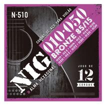 Encordoamento Violão Aço 12 Cordas 010-050 Bronze NIG N-510 Encordoamento Violão Aço 12 Cordas 010-050 Bronze NIG N-510
