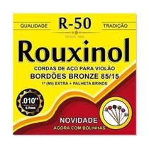 Encordoamento Violão Aço Bronze 0.10 R50 Jogo de Cordas C/ Bolinha - Rouxinol