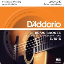 Encordoamento Violão Aço Daddario 010 80/20 EJ10 EJ-10