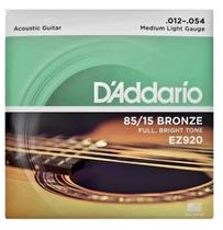 Encordoamento violão aço daddario 012 ez920 tensão pesada jogo de corda original resistente bronze