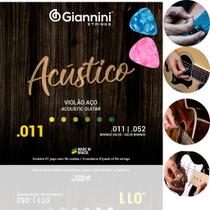 Encordoamento Violão Aço Giannini Bronze 0011 65/35 + 2 Palhetas