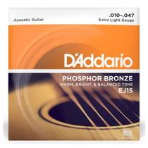 Encordoamento Violão D'Addario EJ15 10/47 Aço Phosphor