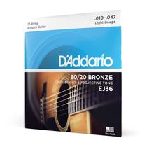 Encordoamento Violão D'Addario EJ36 Light 12 String 010-047