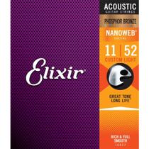 Encordoamento Violão Elixir Phosphor Bronze Nanoweb 011 052 Custom Light 16027