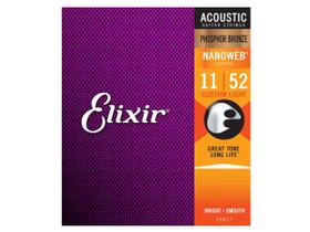 Encordoamento Violão Elixir Phosphor Bronze Nanoweb 011 052 Custom Light 16027
