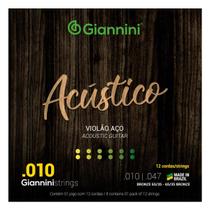 Encordoamento Violão Giannini Acústico GESWA12 Bronze 65/35 0.010"