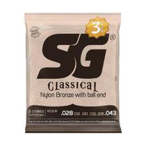 Encordoamento Violão Nylon Médium Bolinha Triple Pack Sg