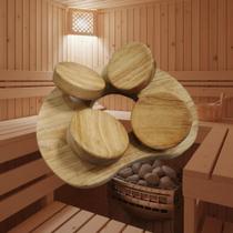 Encosto de cabeça de sauna de madeira com disco giratório, acessório de sauna