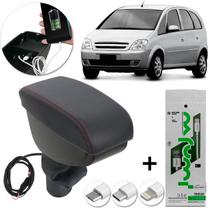 Encosto Descanso Braço Apoio USB Meriva 2003 a 2012 Porta Objetos Preto