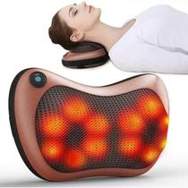 Encosto Massageador Shiatsu Pescoço Coluna Lombar Terapia Calor Alívio Nó De Tensão Bivolt Marrom