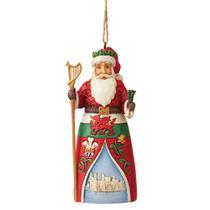 Enesco Jim Shore Heartwood Creek Natal ao redor do mundo galês Santa Ornamento suspenso, 4,52 polegadas, multicolorido
