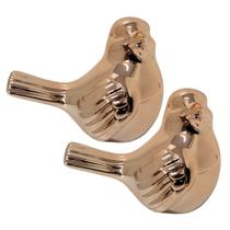 Enfeite 2 Pássaros Porcelana Rosê Médio 10cm - Lívon