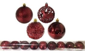 Enfeite 27 Bolas Natal Mista Textura Arabescos Rena 6cm Enfeite 27 Bolas Natal Mista Textura Arabescos Rena 6cm