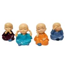 Enfeite 4 Uni Mini Monges Budas Da Sabedoria Cego Surdo Mudo 5cm