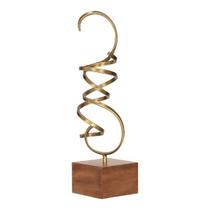 Enfeite Adorno Decorativo Espiral Em Metal Com Base Em Madeira Luxo
