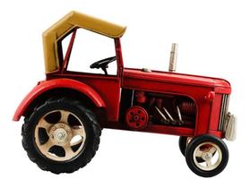 Enfeite Agro Agronegócio Miniatura Trator Vermelho - 27cm