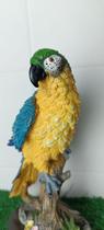 Enfeite Animal Arara Azul De Resina Decorativo 22Cm