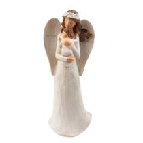 Enfeite Anjo Bebê Branco Brilho Decoração 24X10Cm Moderno