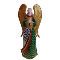 Enfeite Anjo com as Mãos Postas 38cm Decoração Natalina de Metal Resina e Madrepérola