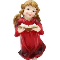 Enfeite Anjo Vermelho Anjinho Com Livro Em Resina Natal 13cm Enfeite Anjo Vermelho Anjinho Com Livro Em Resina Natal 13cm