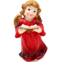 Enfeite Anjo Vermelho Anjinho Com Livro Em Resina Natal 13cm Enfeite Anjo Vermelho Anjinho Com Livro Em Resina Natal 13cm