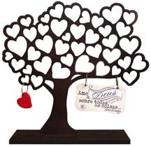 Enfeite árvore com corações "amo a deus..."