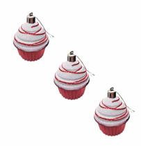 Enfeite arvore de natal docinhos cupcake - trio