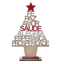 Enfeite árvore de natal dos Desejos pequena 18cm em Madeira - Toda Casa