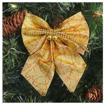 Enfeite árvore Natal Laço Dourado Brilhante 14cm 10 Unidades Enfeite árvore Natal Laço Dourado Brilhante 14cm 10 Unidades