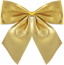 Enfeite Árvore Natal Laço Lacinho Dourado 3 Peças 9cm Enfeite Árvore Natal Laço Lacinho Dourado 3 Peças 9cm