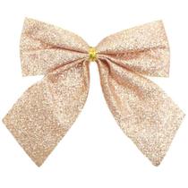 Enfeite Árvore Natal Laço Lacinho Dourado Glitter Brilhante 4 Peças 9cm